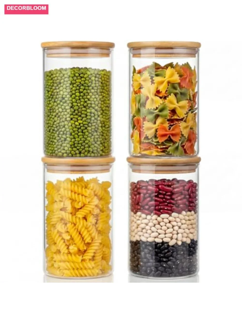 4 Pack 32oz Glass Jars with Bamboo Airtight Lids Kitchen Storage